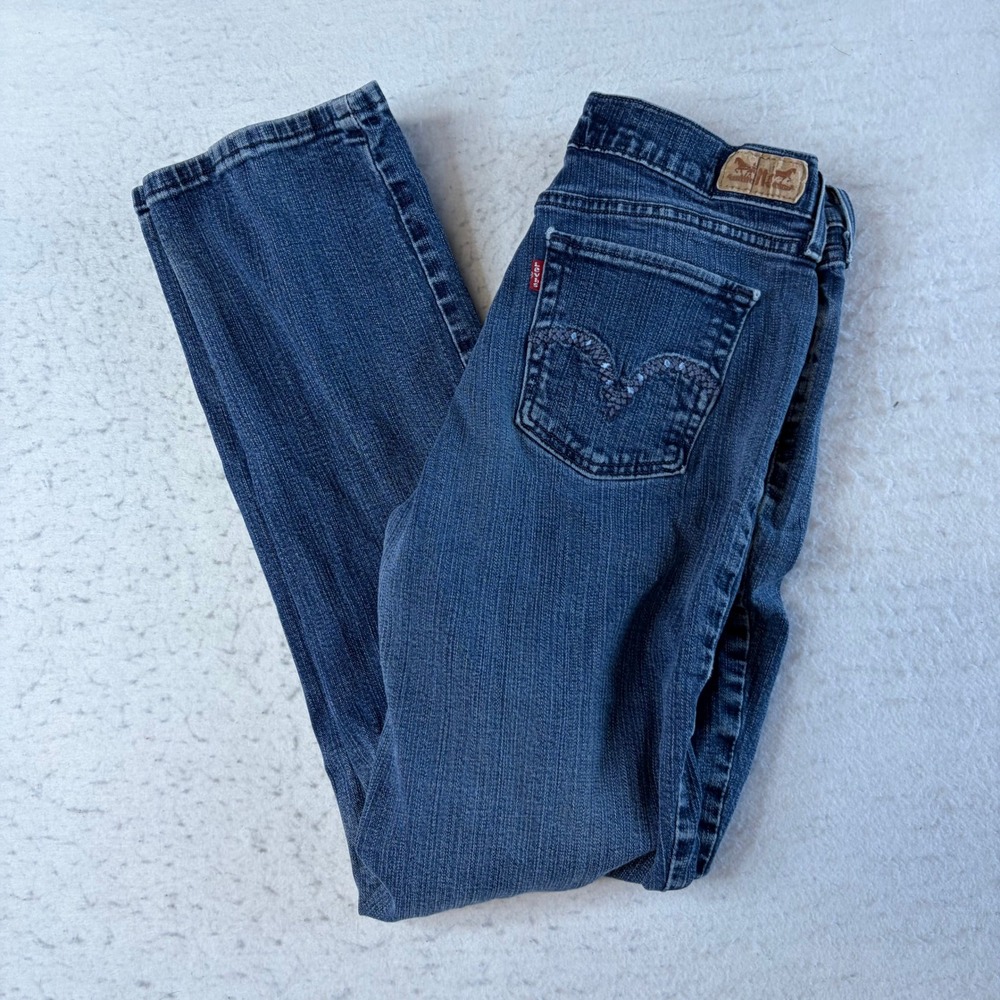Levi's 505 Straight Leg Jeans Womens Size 30x32 Blue Denim Embellished Pockets